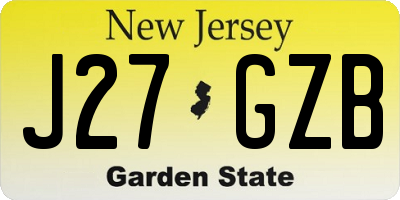 NJ license plate J27GZB