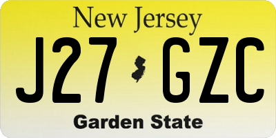 NJ license plate J27GZC