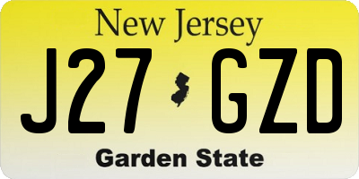 NJ license plate J27GZD