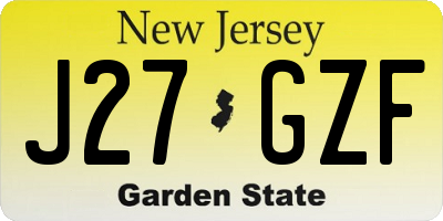 NJ license plate J27GZF