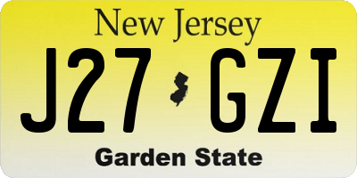 NJ license plate J27GZI