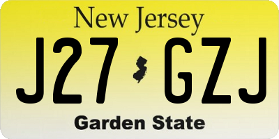 NJ license plate J27GZJ