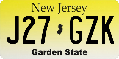 NJ license plate J27GZK