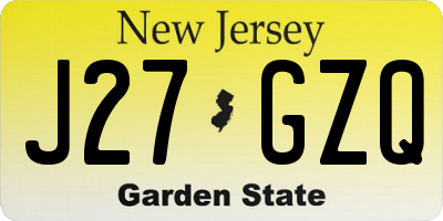 NJ license plate J27GZQ