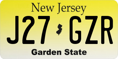 NJ license plate J27GZR