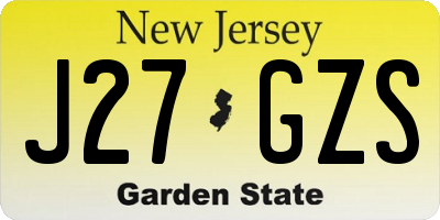 NJ license plate J27GZS