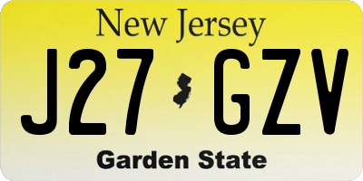 NJ license plate J27GZV