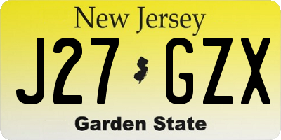 NJ license plate J27GZX