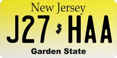 NJ license plate J27HAA