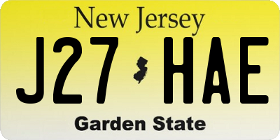 NJ license plate J27HAE