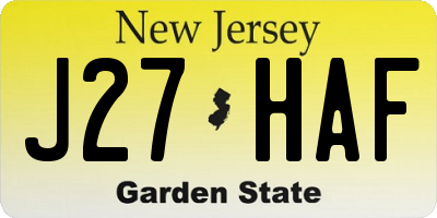 NJ license plate J27HAF