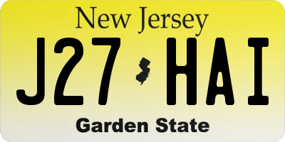 NJ license plate J27HAI