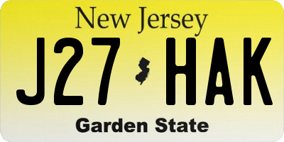 NJ license plate J27HAK