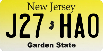 NJ license plate J27HAO
