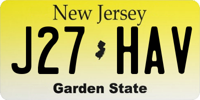 NJ license plate J27HAV