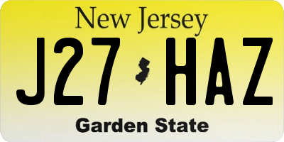 NJ license plate J27HAZ