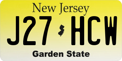 NJ license plate J27HCW