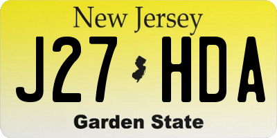 NJ license plate J27HDA