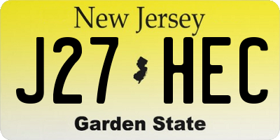 NJ license plate J27HEC