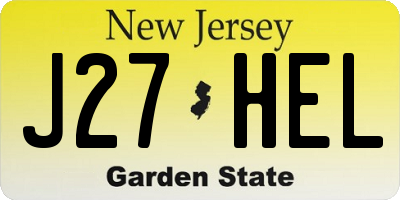 NJ license plate J27HEL