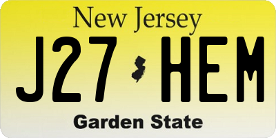NJ license plate J27HEM