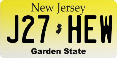 NJ license plate J27HEW