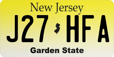 NJ license plate J27HFA