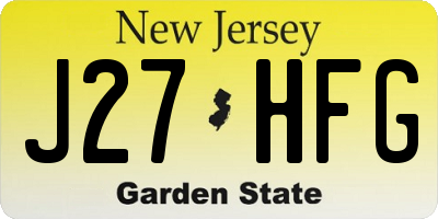 NJ license plate J27HFG