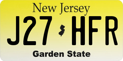 NJ license plate J27HFR