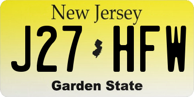NJ license plate J27HFW