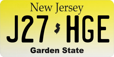 NJ license plate J27HGE