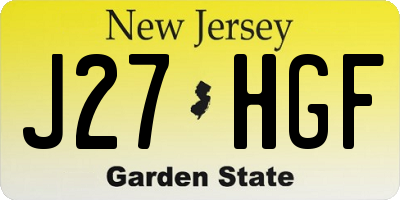 NJ license plate J27HGF