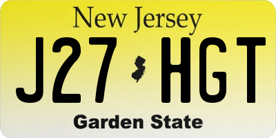 NJ license plate J27HGT