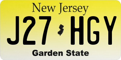 NJ license plate J27HGY