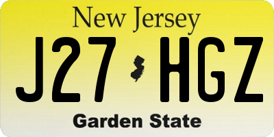 NJ license plate J27HGZ