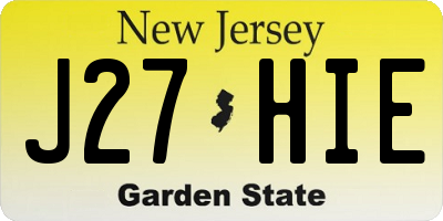 NJ license plate J27HIE