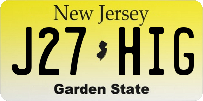 NJ license plate J27HIG