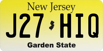 NJ license plate J27HIQ