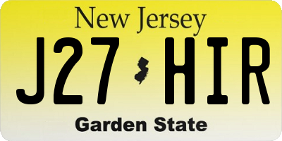 NJ license plate J27HIR