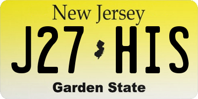NJ license plate J27HIS