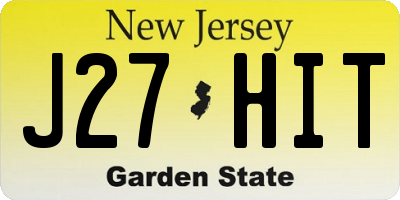 NJ license plate J27HIT