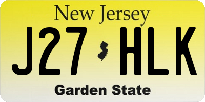 NJ license plate J27HLK