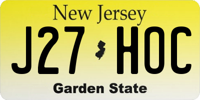 NJ license plate J27HOC