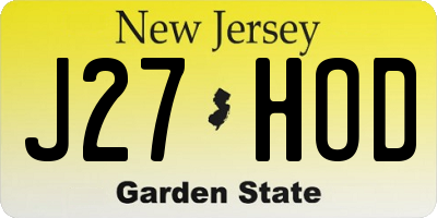 NJ license plate J27HOD