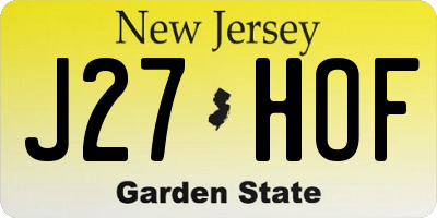 NJ license plate J27HOF