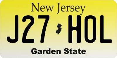 NJ license plate J27HOL