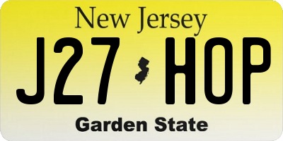 NJ license plate J27HOP