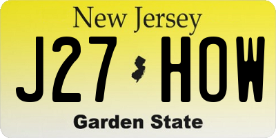 NJ license plate J27HOW