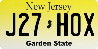 NJ license plate J27HOX