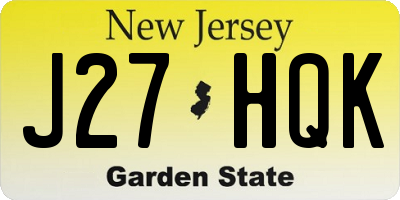 NJ license plate J27HQK